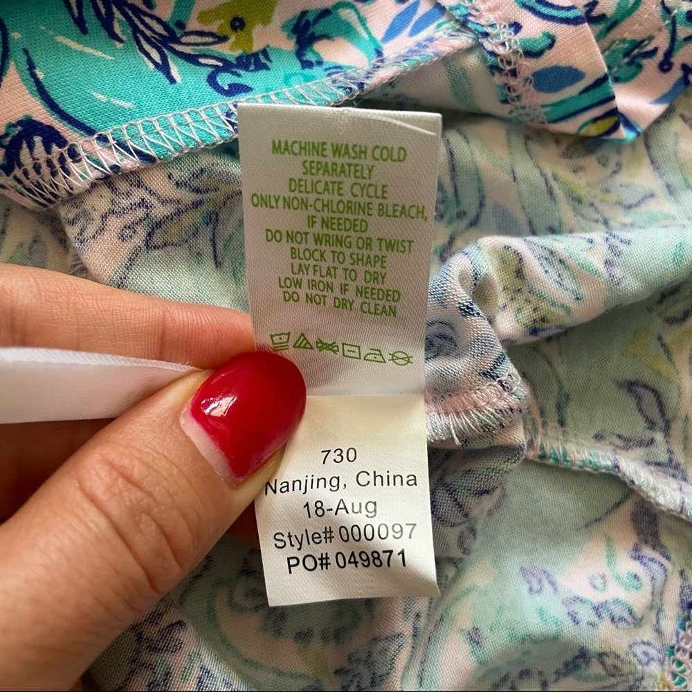 Lilly Pulitzer Ruffle PJ Button Up Top Melon Fig Tint Monkey Sea Pajama Top XS - Picture 14 of 16